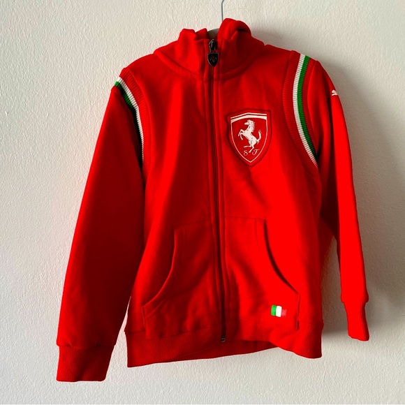 Ferrari Other - FERRARI BOYS RED LONG SLEEVES WITH NECKLINE WINDBREAKER ZIP JACKET, SIZE 5-Y